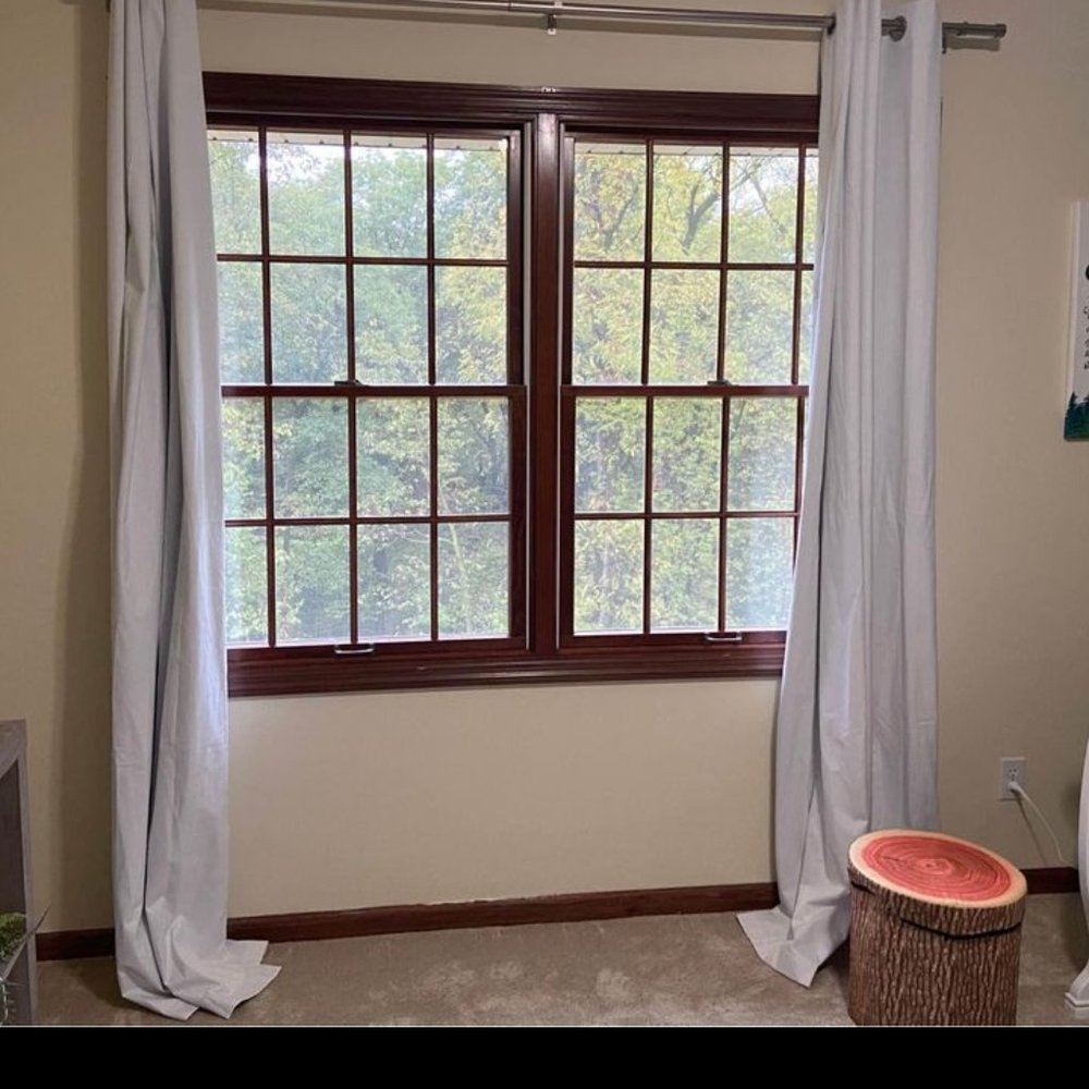 2 Large Lined 52W x 96L White Blackout Curtains in Excellent Condition